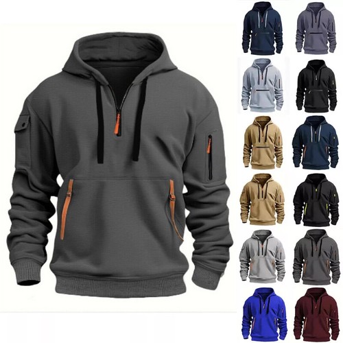 Men retro sweatshirt work half - sweatshirt,