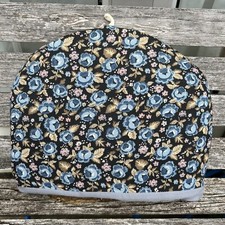 Vintage Retro Flower Brown Blue Floral Tea Cosy Warmer Decor Farm Cottage Core