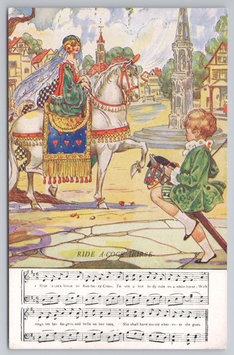 Postcard antique horse music - antique,
