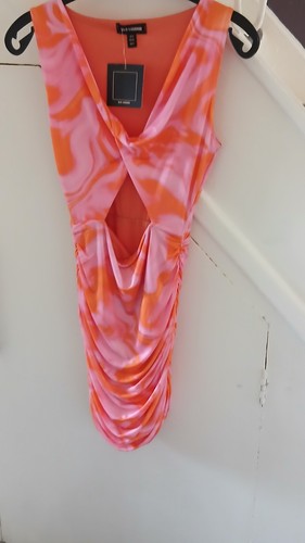 Pink orange dress - dress, uk8