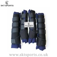 SKT SPORTS HORSE STABLE BOOTS / WRAPS TRAVEL BOOTS SET OF FOUR NAVY BLUE BNWT