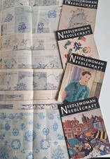 12 x 1950s NEEDLEWOMAN & NEEDLECRAFT mags - 8 with transfers - dogs - budgies