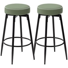 HOMCOM Swivel Bar Stools Set of 2, PU Leather Barstools with Footrest