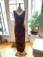 Vintage J Taylor Long Brown Floral Print Cocktail Party Maxi Dress Size 10