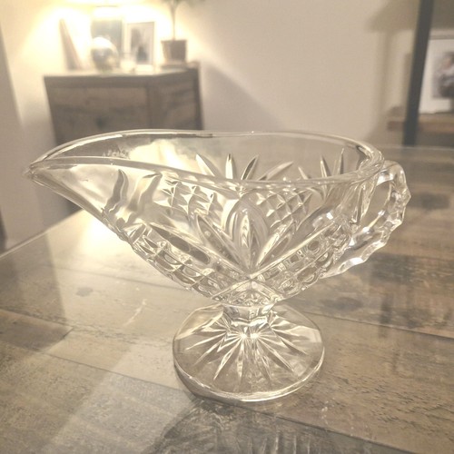 Vintage crystal gravy boat - gravy,