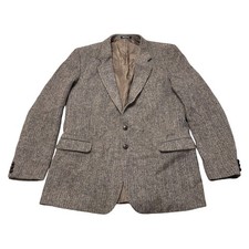St Michael M&S Harris Tweed Blazer Jacket Pure Wool Brown Mens Large 44 Long