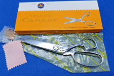 CHROME PLATED PINKING SHEARS. BOXED. YELLOW CANARY