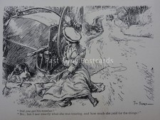 Vintage Motor Car Motoring  MOTORIST RUNS HORSE & CART OFF ROAD Antique Cartoon