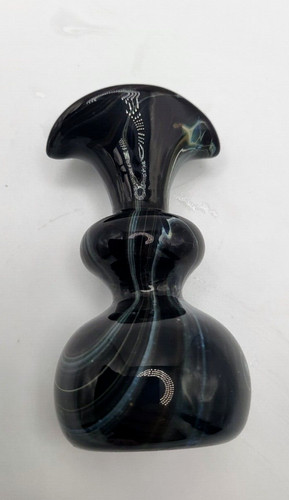 Bud vase black with - black, swirls