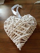 White Wicker Heart Wall Hanging Decor