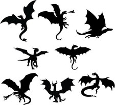 8 Pack Dragon Vinyl Stickers - Waterproof Decals - Long Lasting & Easy-To-Apply