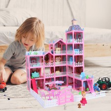 16 Rooms Huge Mini Doll House Playset With Realistic LED Lights for Girls Gifts
