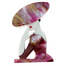 Laughing Lady Brooch Purple