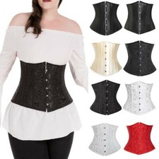 Underbust Steel Boned Corset Slimming Waist Cincher Shaper Lace Up Bustier Tops