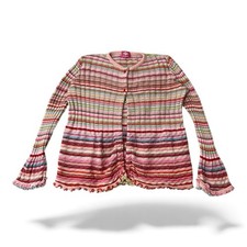 Vintage Cardigan Sweater Oilily Girls Size 7 8 Pink Multi Stripe Made In Italy