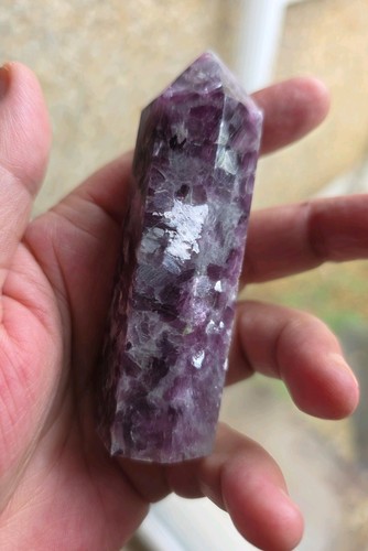 Gem lepidolite crystal tower - crystal,
