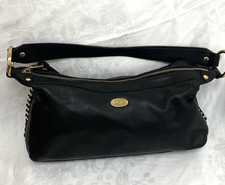 SOFT BLACK real LEATEHR STYLISH MODALU LONDON BAG gold metalware
