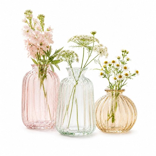 Ribbed tinted glass bud - bud, vase