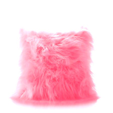 Set of 4 Mongolian Look  17" Cushion Covers  Cerise Pink Soft Fluffy Fur  £12.99