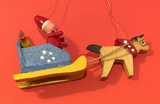 Vtg Santa in Sleigh w tree &