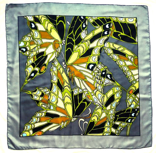 Silk scarf butterfly print - scarf,