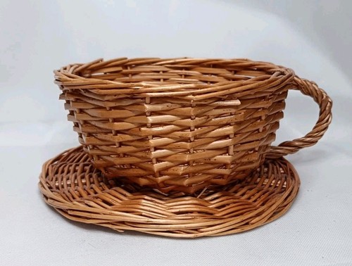Wicker teacup planter basket - planter,