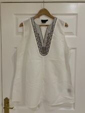 DEBBIE SHUCHAT WHITE LINEN SLEEVELESS TOP EMBROIDERY BEADING SIZE 2X NW/OT