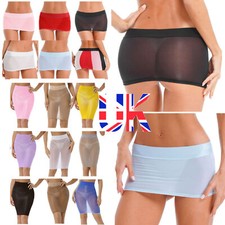 UK Womens Sexy See Through Sheer Mesh Miniskirt Hip Chemise Mini Pencil Skirts