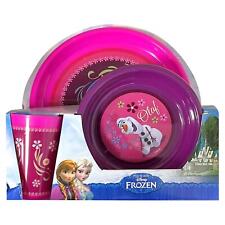 DISNEY FROZEN 3PCS BREAKFAST SET GIRLS KIDS ELSA ANA OLAF TUMBLER BOWL AND PLATE
