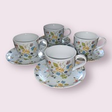 Cath Kidston Woodland Rose 4x Cups & Saucers Tea Coffee Hardly Used Excellent