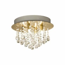 ROSDORF PARK " BRUNNER" 4 LT CRYSTAL ROUND SEMI FLUSH PENDANT/GOLD & CRYSTAL