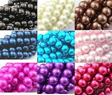 ❤ Glass Pearls Beads 3,4,6,8,10,12mm CHOOSE COLOURS SIZES Jewellery Making UK ❤
