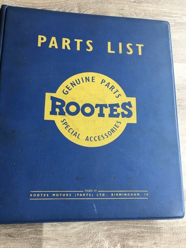 Rootes parts list workshop - rootes,