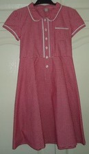 New Girl's Red Gingham Cotton Rich Easy Iron Teflon School Uniform Dress 3 Years
