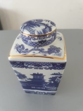 Vintage Ringtons Blue & White Willow Pattern Tea  Caddy 1991