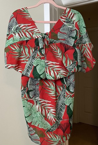 Artsy dress red palm - palm, floral