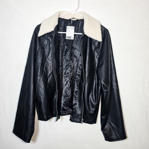 Leather jacket with a - h&m, wool