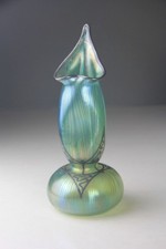 Antique Loetz Art Nouveau Sterling Silver Overlay Iridescent Glass Vase Read!