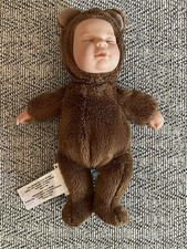 Anne Geddes Sleeping Baby Brown Teddy Bear Plush Bean Doll 2016