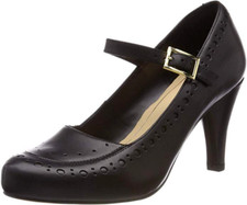 Clarks Ladies Mary Jane Shoes DALIA MILLIE Black Leather UK 5.5 / 39