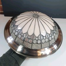 Beautiful Tiffany Style Ceiling Uplighter Light Shade Vintage leaded Ivory White