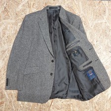 42R M&S LUXURY x MOON Tweed Mens Blazer Jacket Grey 100% Wool Yorkshire Tweed