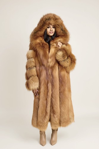 Saga gold fox fur coat - saga,