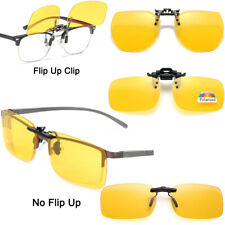 Clip On Night Vision Driving Flip Up Sunglasses Polarized Yellow Lens Lenses UK