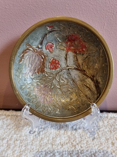 Vintage indian brass enamel - indian,