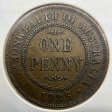 1925 Penny Coin - Very Fine - Key Date George V Predecimal