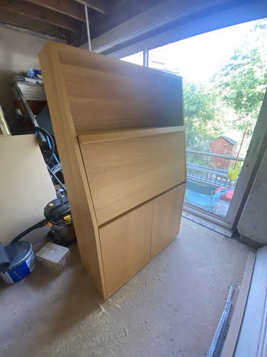 Large oak bureau desk - desk, cabinet