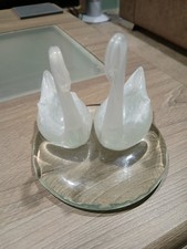 2 Swans Glass Ornament  Clear And Opaque Glass. VGC