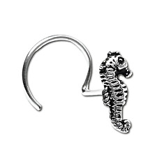 Seahorse Nose Stud Sea Horse Curl 22g (0.6mm) 925 Sterling Silver Body Jewellery
