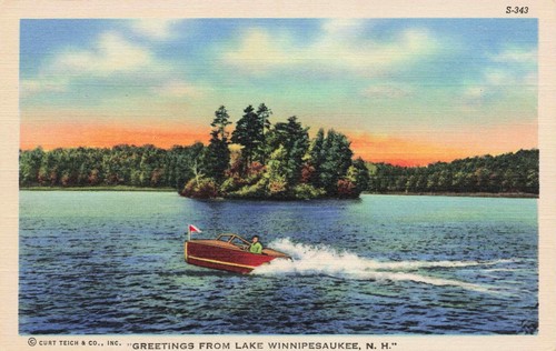 Speedboat greetings form lake - speedboat,,